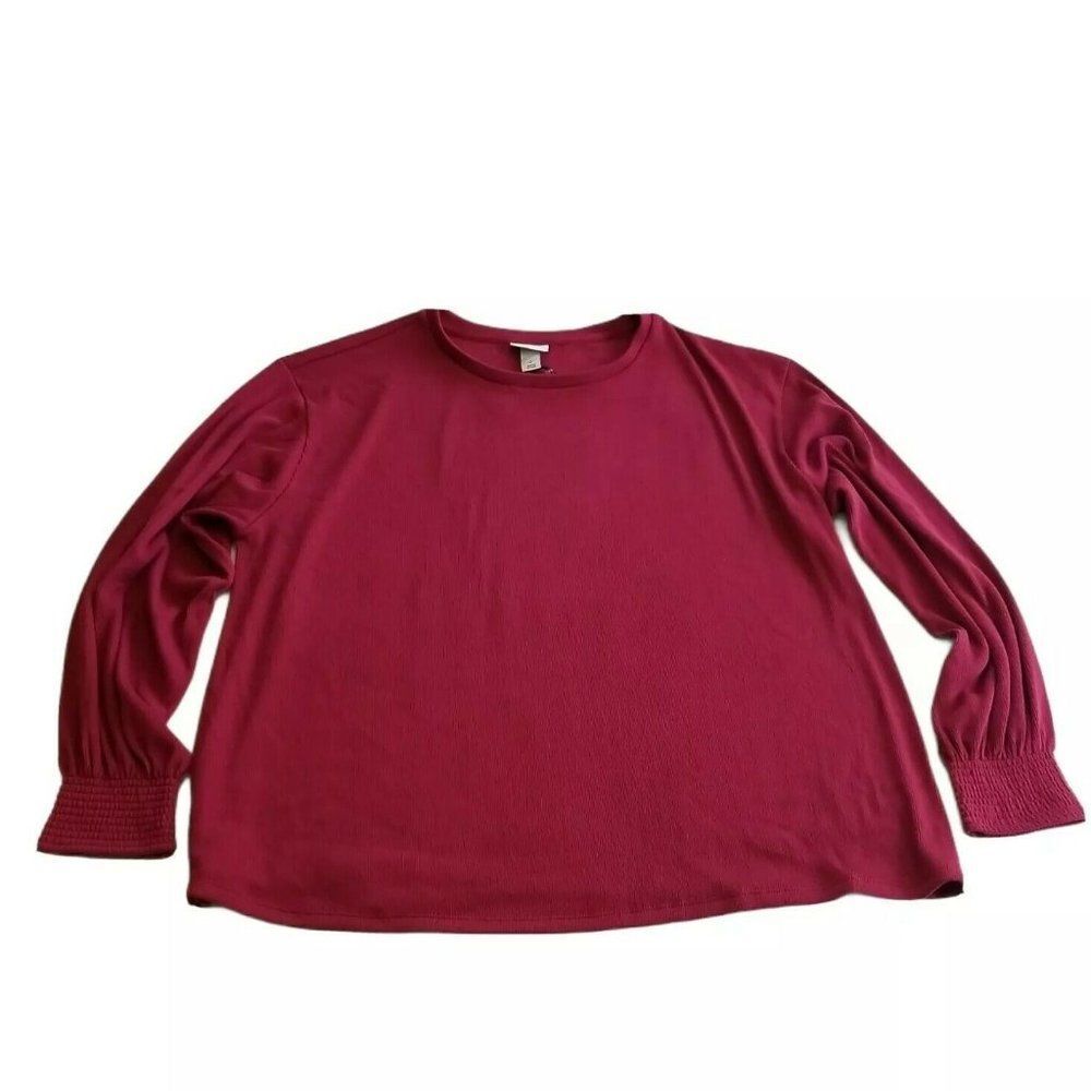 Ava & Viv Women's Smocked Cuff Sweater Sz X (14W)